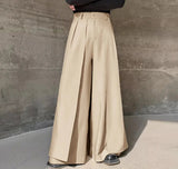 Men Irregular Pants Solid Color Button Joggers Loose Wide Leg Trousers Men Streetwear Fashion Casual Skirts Pants