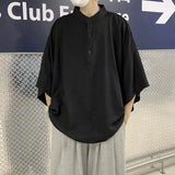 Summer Short Sleeved Shirt Men Oversized Black White Shirt Men Streetwear Korean Loose Pullover Shirt Mens Fashion Casual Shirts