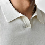 American Leisure Men Polo Shirt Luxury V Neck Knitted Solid Color Fitness Pullover Casual Slim Sports Long Sleeve Knitwear M-3XL