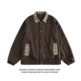 Japanese Spring Autumn Retro Plaid Jacket Korean Men's Women's College Loose Coat Casual Versatile Couple's Preppy Jacket Chic
