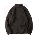 American Warm Fleece Sweatshirt Imitation Lamb Velvet Coat Korean Autumn Winter Men's Thickened Simple Zipper Up Lapel Jacket
