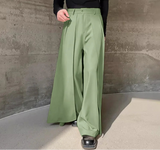 Men Irregular Pants Solid Color Button Joggers Loose Wide Leg Trousers Men Streetwear Fashion Casual Skirts Pants