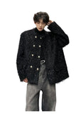 Men's Double-breasted Woolen jacket Cardigan Autumn Winter Trend Collarless Jacket Fashion Korean Style Chic Elgance Coat
