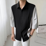 Patchwork Mid Sleeve Shirt mens Novel Design High Quality Cool Comfort Fabric Summer Fashion Trendy Menswear