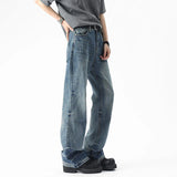 Summer High Street Men's Wear Denim Pants Wavy Trouser Cuffs Design Bootcut Jeans Male Clothing New Stylish 2025
