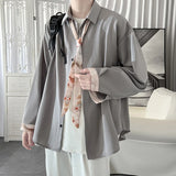 Korean Fashion Stylish Long Sleeve Blouses Men Streetwear All-match Handsome Teens Shirt 2023 Autumn New Retro Oversize Shirts