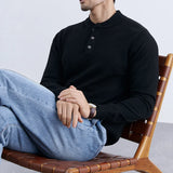 New Fashion Men Henry Sweater Light Luxury Knitted Solid Color Long Sleeve Pullover Premium Quality Skin-friendly Knitwear M-3XL