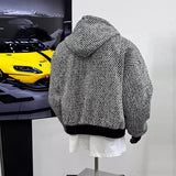 New Autumn Men Textured Hooded Sweatshirt Jacket Light Luxury Harajuku Zip-up Leisure Fashion Long Sleeve Hoodie Crop Coat M-2XL