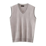 Autumn Winter Middle Aged Men Simple Classic Business Casual Sweater Vest Man V Neck Sleeveless Loose Pullover Knitted Waistcoat