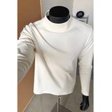 Spring Long Sleeved T-shirt Men Slim Fit Casual Stand Up Collar T Shirt Men Streetwear Korean Casual Pullover T Shirt Mens Top