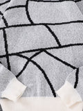 New Popular Autumn and Winter Broken Pattern Pullover Sweater Casual Round Neck Contrast Color Knitted Men's Pullover