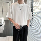 Summer Short Sleeved T-shirt Men Fashion Black White Casual T Shirt Men Streetwear Korean Hollowed Out T Shirt Mens Top