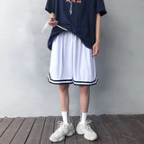 Board Shorts Men Summer Loose Straight Joggers Knee-length Casual Striped Design All-match Daily Cool Thin Japanese Male Basic