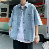 Shirts Men Design Retro Handsome Baggy Ulzzang Ins Hip Hop Streetwear Summer All-match Рубашки Teens Clothes Personality Stylish