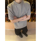 Men Slim Fit Short Sleeve Tshirt Solid Round Neck Unique Patchwork Design Premium Stretch Cotton Casual Summer Trendy Tee