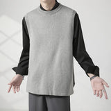 Korean Sweater Vest Men Slim Fit Fashion Solid Color Casual O-neck Knitted Pullover Men Knitting Sweaters Mens Jumper Clothes