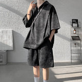 Summer Men Cargo Style Set Men Casual Hooded Short Sleeve T-Shirt +Shorts Male Loose Pullover Fashion Handsometracksuits