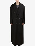 Autumn Winter Extra Long Black Oversized Thick Warm Soft Wool & Blends Coat Men Double Breasted Korean Fashion