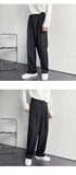 Spring Autumn Men's Fashionable White Korean Style Casual Pants Street Draped Straight Loose Suit Casual Trousers Male