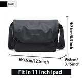 Waterproof Crossbody Bag Men Large Capacity 15 inch Laptop Fashion Shoulder Bag Solid Black Light Portable Anti-theft Zipper Bag