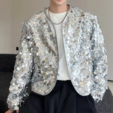 Shiny Sequins Jacket for Men Black Silver Sparkle Long Sleeve Casual Bomber Jacket Male Party Club Fashion High Street Coats