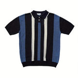 New Men's Polo Shirt Summer Stripes Short Sleeve T-shirts Casual Streetwear Tops Tees Polo Shirts Man Fashion Knit Pullover