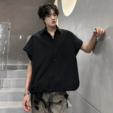 Simple Men's Shirts Turn-down Collar Pocket Solid Color Casual Tops Single Breasted Loose Male Shirt Korean Style