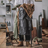 Retro American Cotton Overalls Bibs Loose Washing Jumpsuit Men's Suspenders Four Seasons Full Length Baggy Pants