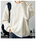 New American Retro Men Jacquarded Sweater Casual V Neck Solid Color Long Sleeve Knitwear Premium Quality Knitted Pullovers M-2XL