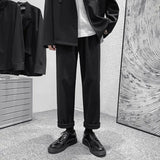 Winter Thick Woolen Pants Men Warm Fashion Casual Straight Pants Men Korean Loose Wide Leg Pants Mens Thicken Suit Trousers