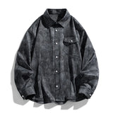 Spring Summer Men Long Sleeve Tie-Dye Shirts Men Y2K Vintage Cargo Shirt Korean Fashion Loose Streetwear Blouses Clothes