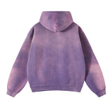 Men's Zip Up Hoodies Tie Dye Washed Double Oversize Cardigan Sweatshirt Loose Plus Plush Gradient Man Hooded Pullovers Winter