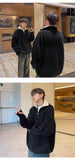 American autumn and winter men and women trendy personality lazy style zipper lapel couple loose knit pullover sweater harajuku