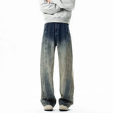 New High Street Patchwork jeans men Personality design Trousers  Harajuku Retro Washed Baggy Jeans Men Street Straight Leg Pants
