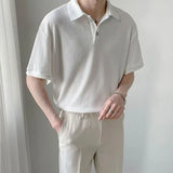 Summer Men Solid Color Tops New Korean Style Button Polo Shirts Fashion Casual Loose Lapel Polo Shirts Men's Clothing