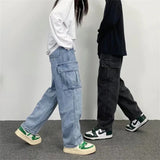 Baggy Straight Men's Cargo Jeans Fashion Streetwear Hip Hop Wide Pants Harajuku Y2K High Street Korean Male Denim Trousers