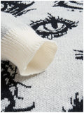 New American Trendy Men Sweater High Street Dark Eyes Printed Knit O Neck Long Sleeve Pullover Casual Loose High Street Knitwear