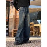 American street retro washed jeans men and women trendy hip-hop straight leg loose and personalized wide leg casual pants y2k