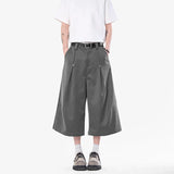 Summer Suit Pants Men Fashion Society Mens Black Dress Pants Korean Loose Wide Leg Pants Mens Office Formal Cropped Trousers