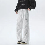 Vintage Tie dye Men's Baggy Denim Trousers White New Streetwear Wide Leg Loose Denim Pants Fashion Straight Gargo Pants