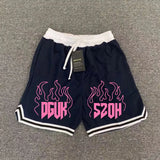 2025 New American Shorts Basketball Letter Print Boy Korean Streetwear Summer Half Pants Loose Casual Sports Shorts Aesthetic