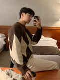 Knitted Sweaters Men Autumn Geometric Stylish Warm Leisure Korean Style Streetwear Temperament Classic Advanced Aesthetic