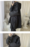 Hooded Trench Men Baggy Zip-up Overcoat Fashion Ulzzang Handsome Daily Pockets Mature Streetwear Personality Spring Autumn Soft
