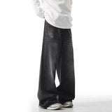 Men New Fashion Casual Baggy Jeans Male Wash High Waist Straight Wide Leg Solid Color Denim Pants High Street Comfortable Pants