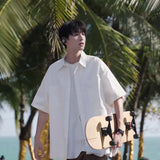 Japanese Ice Silk Short-sleeved Shirt Men Summer Loose and Versatile Casual Top