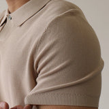New Men's Clothing Light Luxury Business Polo Shirt Casual Slim-fit Knitted Solid Color Short Sleeve T-shirt High Quality Tops