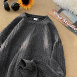 American Casual Hairy Sweatshirt Men's Autumn Winter Hip Hop Preppy Loose Lazy Long-sleeved T-shirt High-end Casual Inner Wear