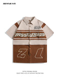 American Retro Racing Suit Short-sleeved Shirt Men Korean Version 2025 New Fashionable High-end High-art Motorcycle Style Top