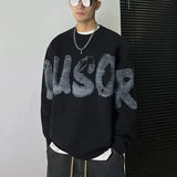 Round neck sweater men and women new autumn and winter styles letter printed American style trendy loose casual knit sweater top