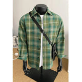 Spring Long Sleeved Shirt Men Retro Plaid Shirt Men Japanese Streetwear Loose Casual Shirt Mens Vintage Shirts Plus Size 5XL